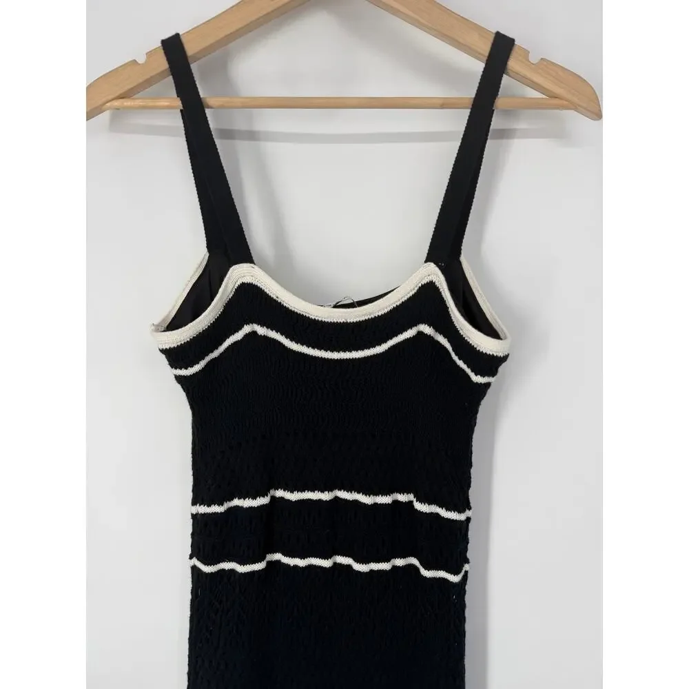 Abercrombie & Fitch Crochet Style Maxi Dress Sleeveless Knit Midi Contrast Trim